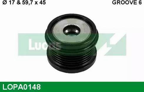 Lucas Engine Drive LOPA0148 - Pulley, alternator, freewheel clutch autospares.lv