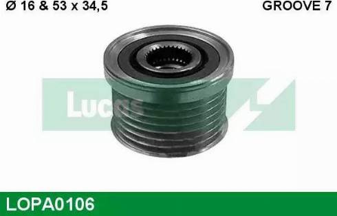 Lucas Engine Drive LOPA0106 - Pulley, alternator, freewheel clutch autospares.lv