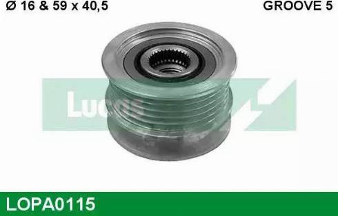 Lucas Engine Drive LOPA0115 - Pulley, alternator, freewheel clutch autospares.lv