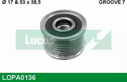 Lucas Engine Drive LOPA0136 - Pulley, alternator, freewheel clutch autospares.lv