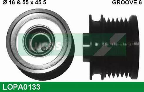 Lucas Engine Drive LOPA0133 - Pulley, alternator, freewheel clutch autospares.lv