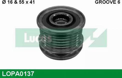 Lucas Engine Drive LOPA0137 - Pulley, alternator, freewheel clutch autospares.lv