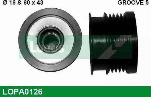 Lucas Engine Drive LOPA0126 - Pulley, alternator, freewheel clutch autospares.lv