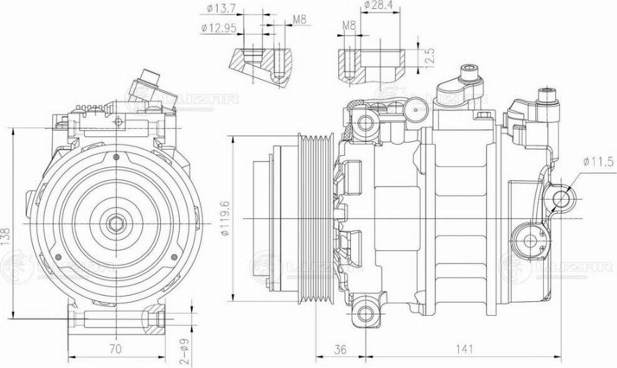 Luzar LCAC 1552 - Compressor, air conditioning autospares.lv