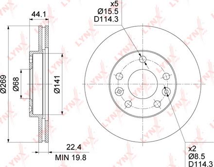 LYNXauto BN-1416 - Brake Disc autospares.lv