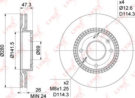 LYNXauto BN-1052 - Brake Disc autospares.lv