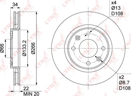 LYNXauto BN-1014 - Brake Disc autospares.lv