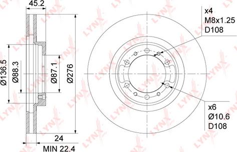 LYNXauto BN-1088 - Brake Disc autospares.lv