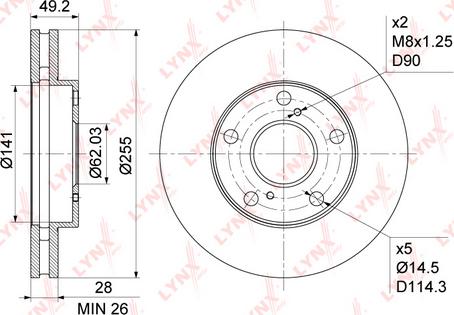 LYNXauto BN-1150 - Brake Disc autospares.lv