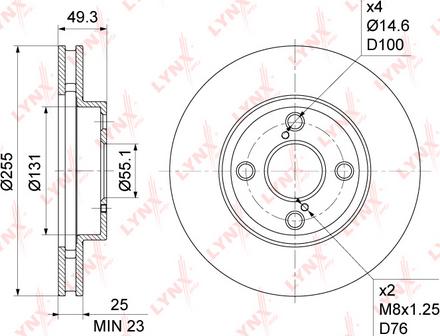 LYNXauto BN-1161 - Brake Disc autospares.lv