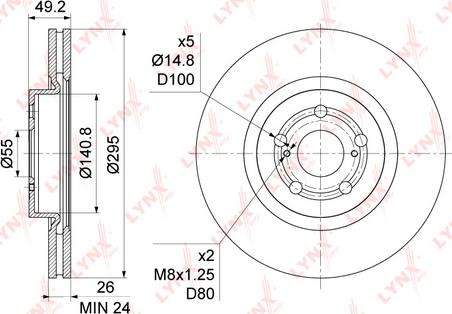 LYNXauto BN-1162 - Brake Disc autospares.lv