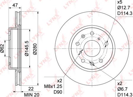 LYNXauto BN-1134 - Brake Disc autospares.lv