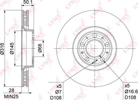 LYNXauto BN-1217 - Brake Disc autospares.lv