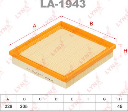 LYNXauto LA-1943 - Air Filter, engine autospares.lv