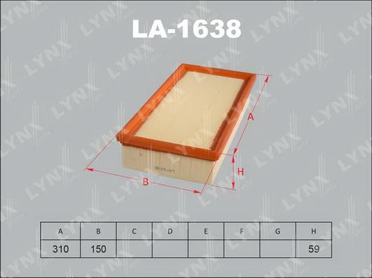 LYNXauto LA-1638 - Air Filter, engine autospares.lv