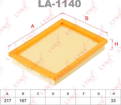 LYNXauto LA-1140 - Air Filter, engine autospares.lv