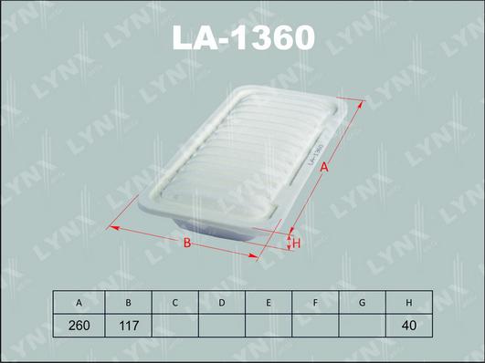 LYNXauto LA-1360 - Air Filter, engine autospares.lv