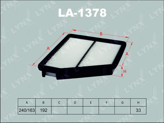 LYNXauto LA-1378 - Air Filter, engine autospares.lv