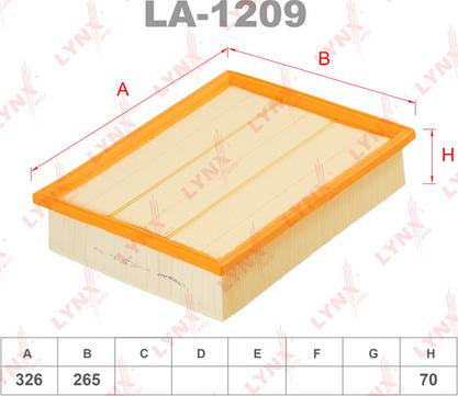 LYNXauto LA-1209 - Air Filter, engine autospares.lv