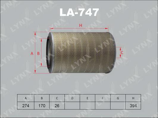 LYNXauto LA-747 - Air Filter, engine autospares.lv