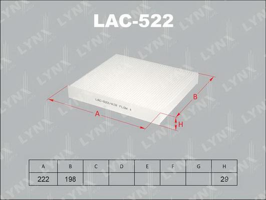 LYNXauto LAC-522 - Filter, interior air autospares.lv