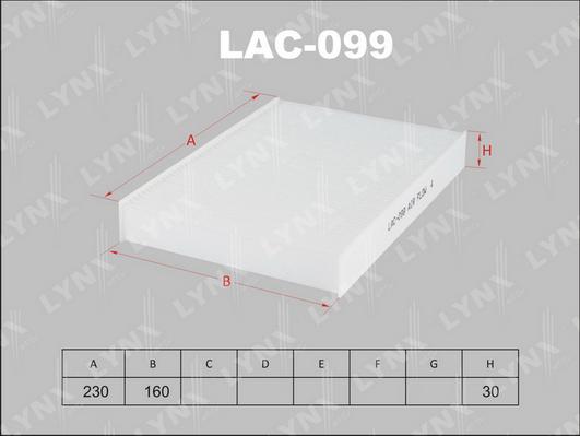 LYNXauto LAC-099 - Filter, interior air autospares.lv