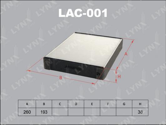 LYNXauto LAC-001 - Filter, interior air autospares.lv