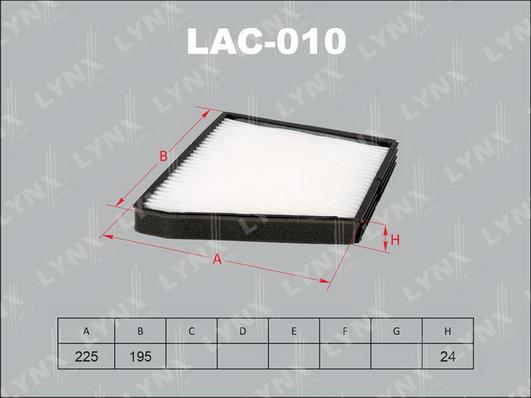 LYNXauto LAC-010 - Filter, interior air autospares.lv