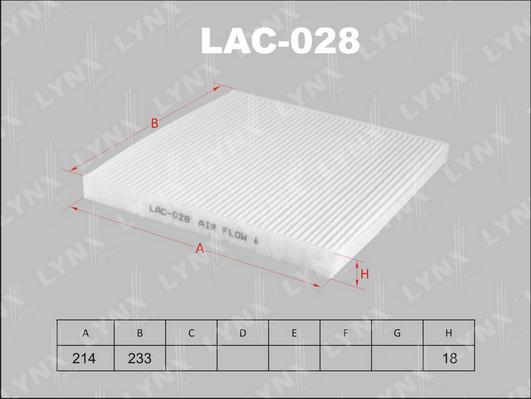 LYNXauto LAC-028 - Filter, interior air autospares.lv