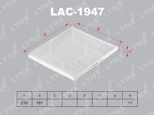 LYNXauto LAC-1947 - Filter, interior air autospares.lv