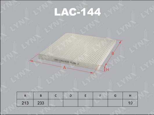 LYNXauto LAC-144 - Filter, interior air autospares.lv