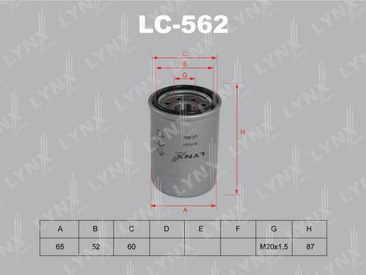 LYNXauto LC-562 - Oil Filter autospares.lv