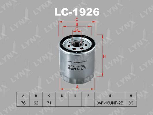 LYNXauto LC-1926 - Oil Filter autospares.lv