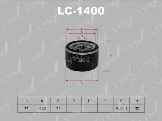 LYNXauto LC-1400 - Oil Filter autospares.lv