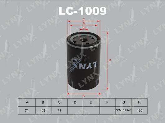 LYNXauto LC-1009 - Oil Filter autospares.lv