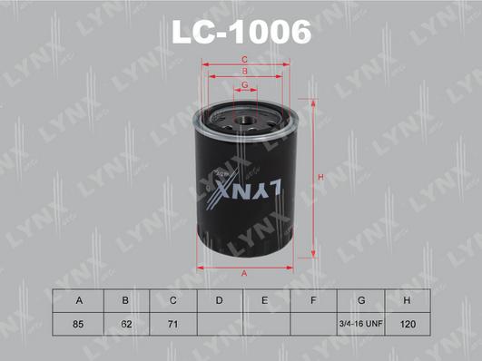 LYNXauto LC-1006 - Oil Filter autospares.lv