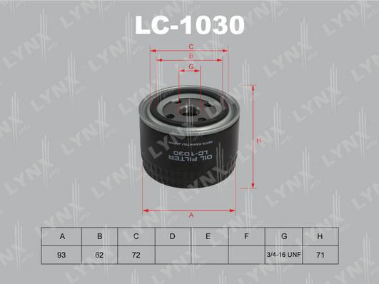 LYNXauto LC-1030 - Oil Filter autospares.lv