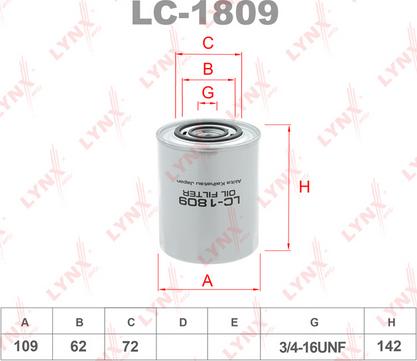 LYNXauto LC-1809 - Oil Filter autospares.lv