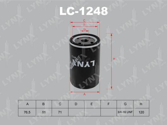 LYNXauto LC-1248 - Oil Filter autospares.lv