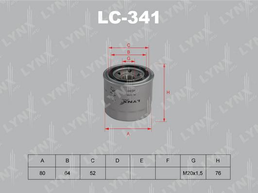 LYNXauto LC-341 - Oil Filter autospares.lv