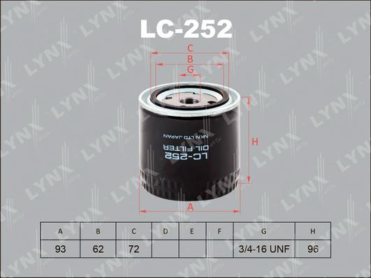 LYNXauto LC-252 - Oil Filter autospares.lv