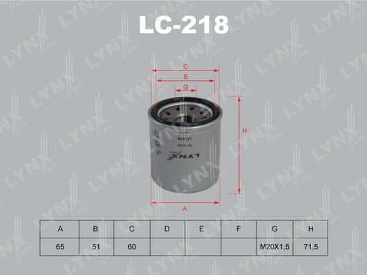 LYNXauto LC-218 - Oil Filter autospares.lv