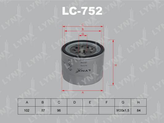 LYNXauto LC-752 - Oil Filter autospares.lv