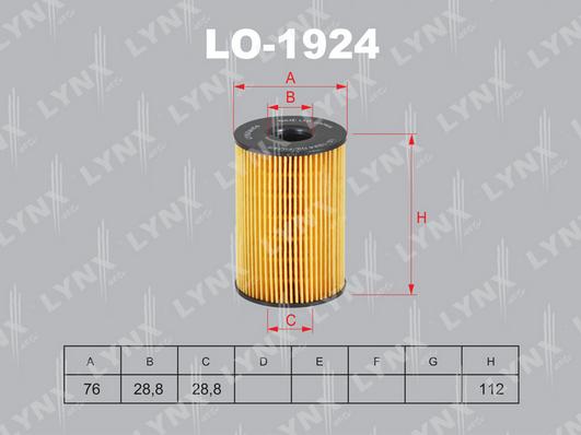 LYNXauto LO-1924 - Oil Filter autospares.lv