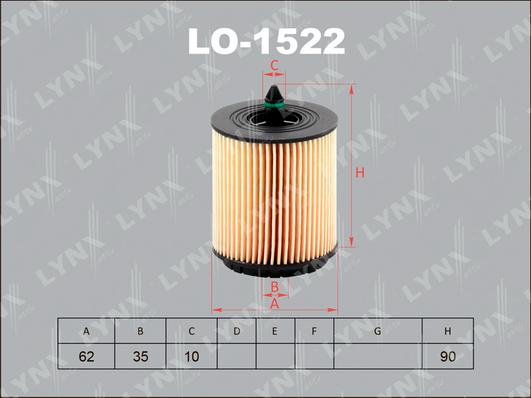 LYNXauto LO-1522 - Oil Filter autospares.lv