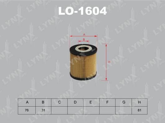 LYNXauto LO-1604 - Oil Filter autospares.lv