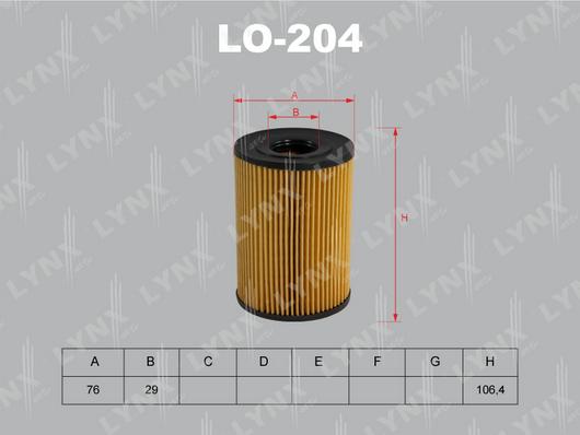 LYNXauto LO-204 - Oil Filter autospares.lv