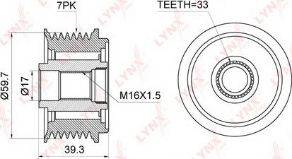 LYNXauto PA-1044 - Pulley, alternator, freewheel clutch autospares.lv