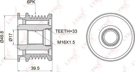 LYNXauto PA-1005 - Pulley, alternator, freewheel clutch autospares.lv