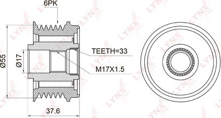 LYNXauto PA-1006 - Pulley, alternator, freewheel clutch autospares.lv